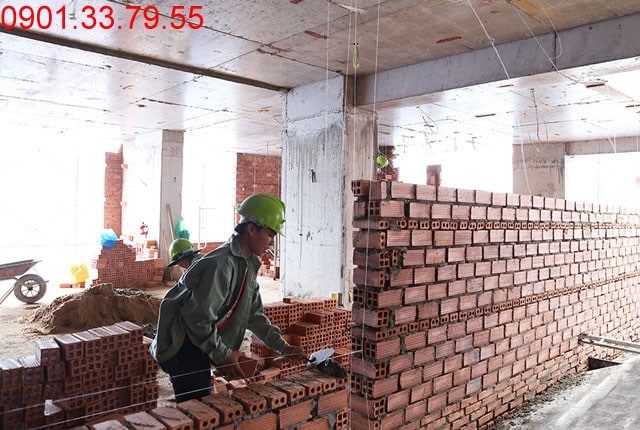 Xây tường bao căn hộ đến tầng 7 block A, B và đến tầng 16 block C, D dự án căn hộ Skycenter