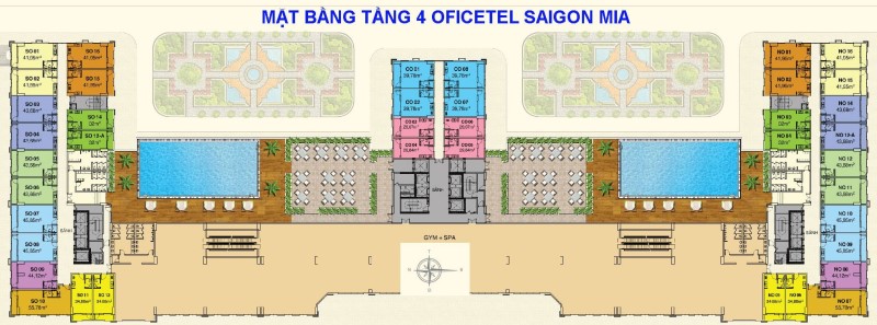 Mặt bằng Officetel Saigon Mia tầng 4