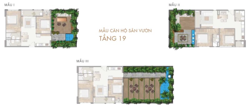 Mẫu căn hộ sân vườn Saigon Mia tầng 19