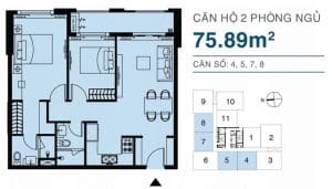 mat bang can ho 2pn dt 7589m2 du an newton