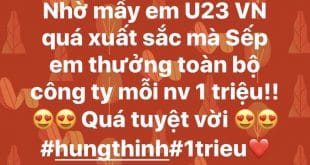 Hung Thinh Thuong Nong mung U23 Viet Nam 1
