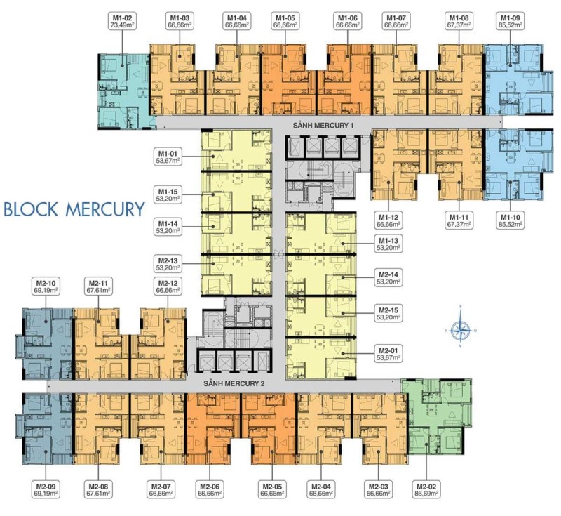 Mặt bằng căn hộ điển hình Block Mercury dự án Universe Complex Tên Lửa