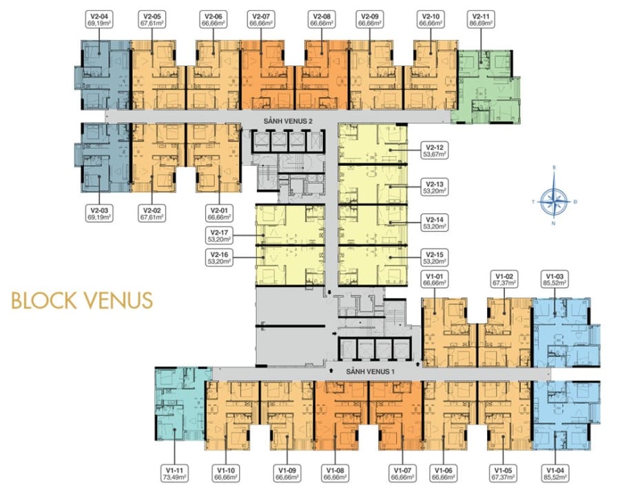 Mặt bằng tầng 19 block Venus