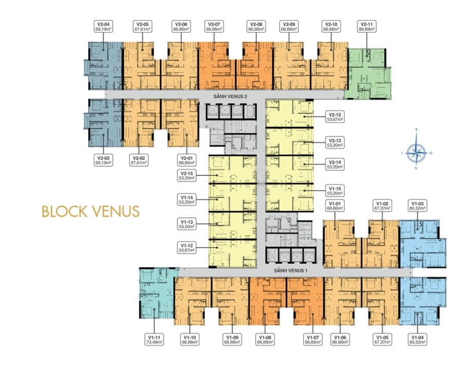 Mặt bằng tầng 5 block Vnus