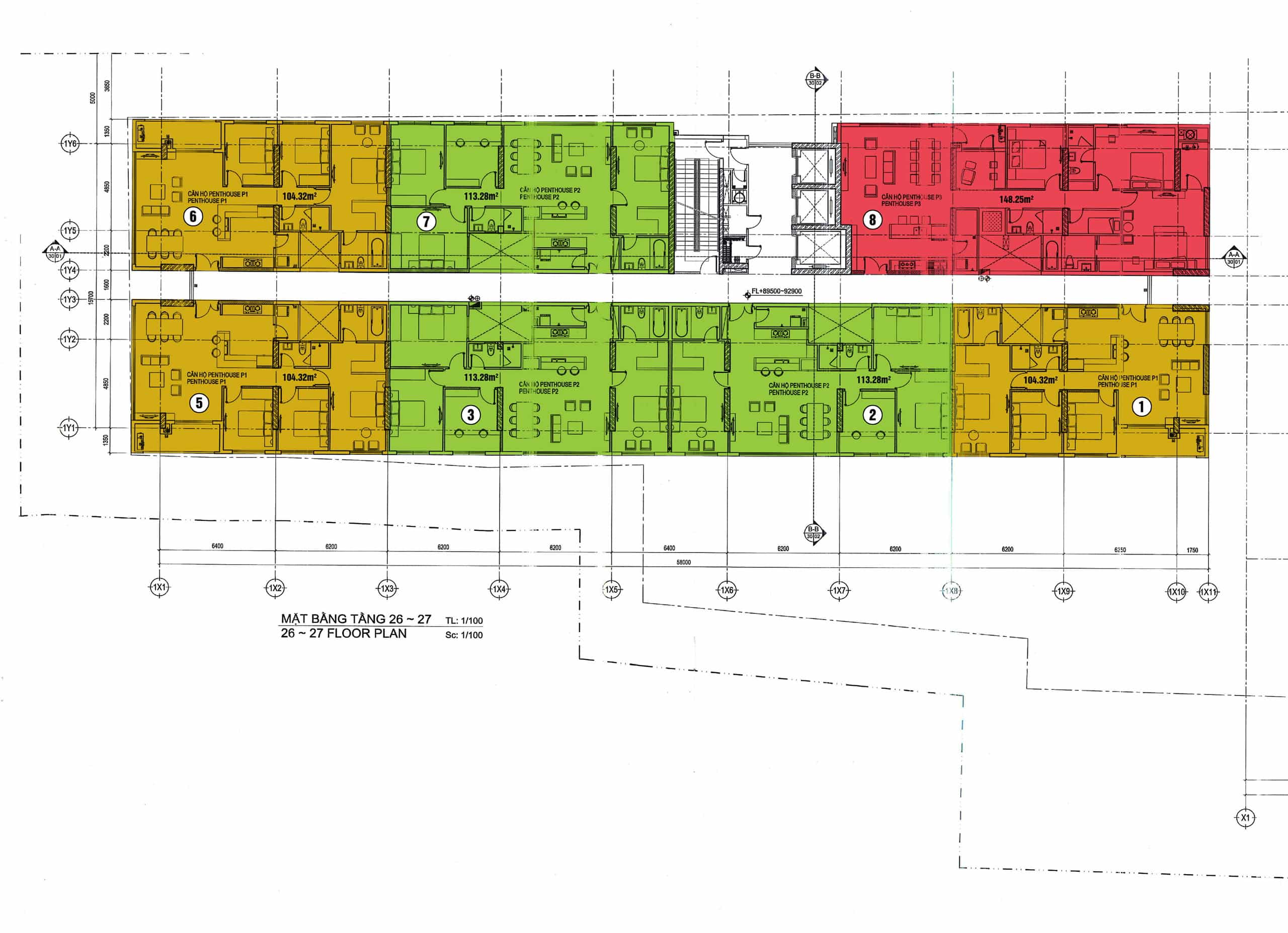 layout căn hộ penhouse của dự án